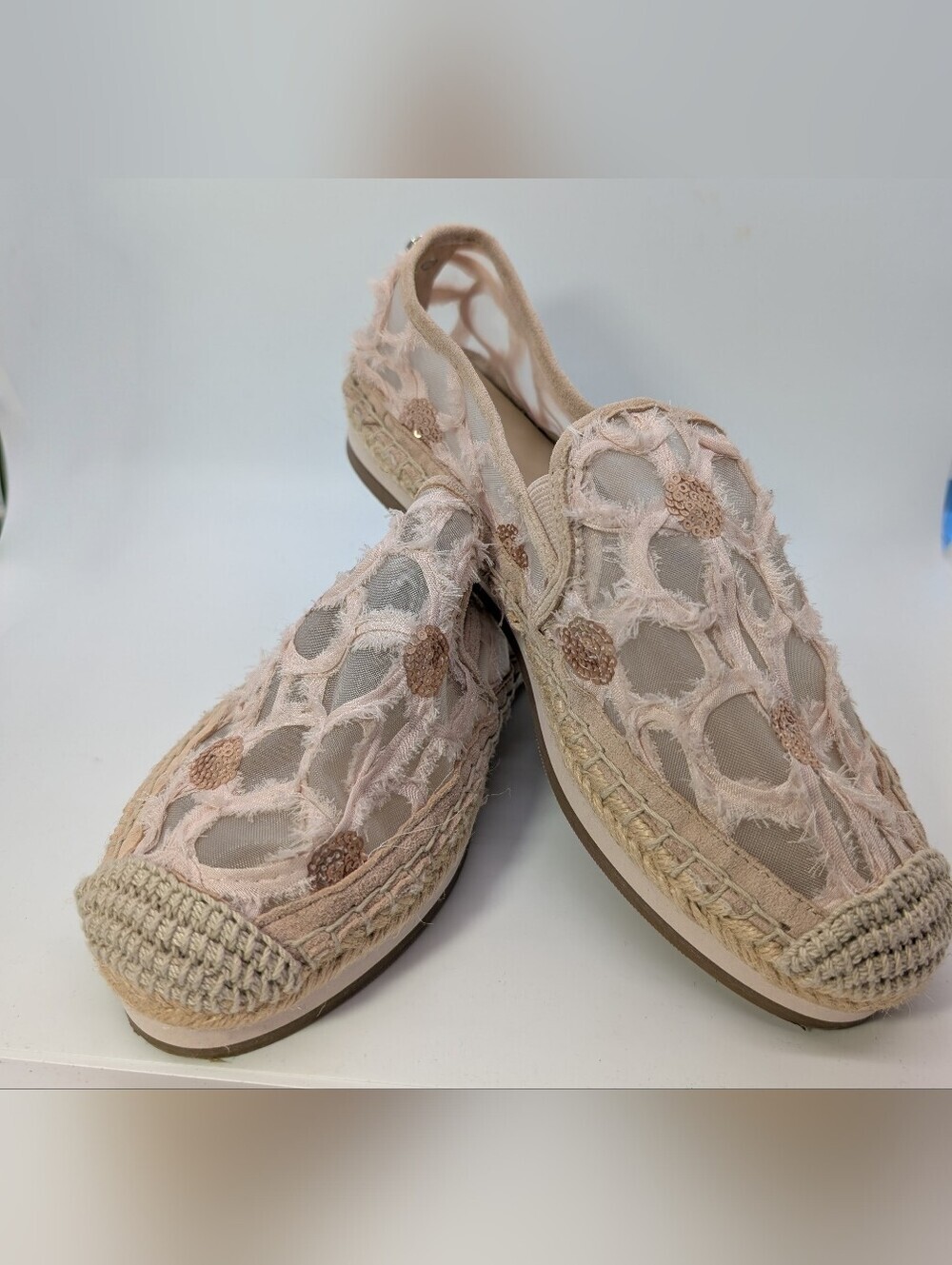 Botkier Blush/Floral Mesh & Sequin Espadrille Slip-Ons Size 8M